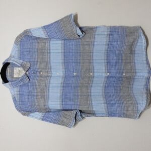 Tasso elba island men's casual stripped linen blend shirt  button down size XL